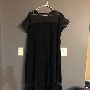 Dress Barn new black fancy dress sheer on top/bottom short sleeves knee length